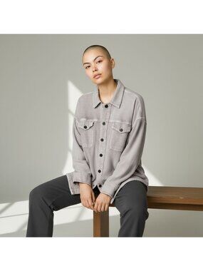 Cleo + Wolf Shirt Jacket Mineral Grey Relaxed Fit, M